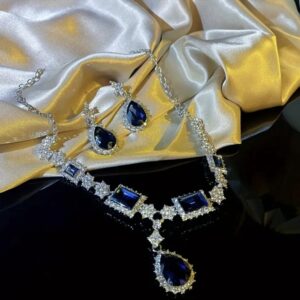 full rhinestone retro palace style necklace and earrings